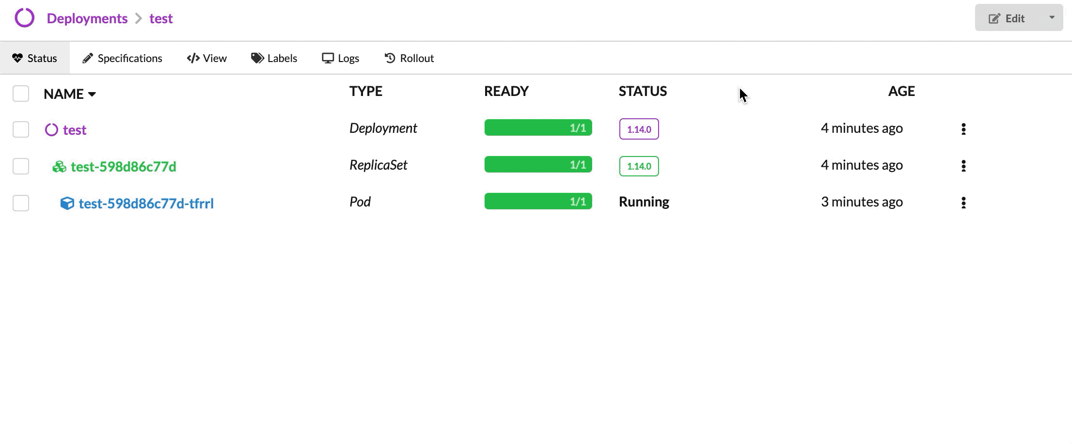 Perform rollout commands