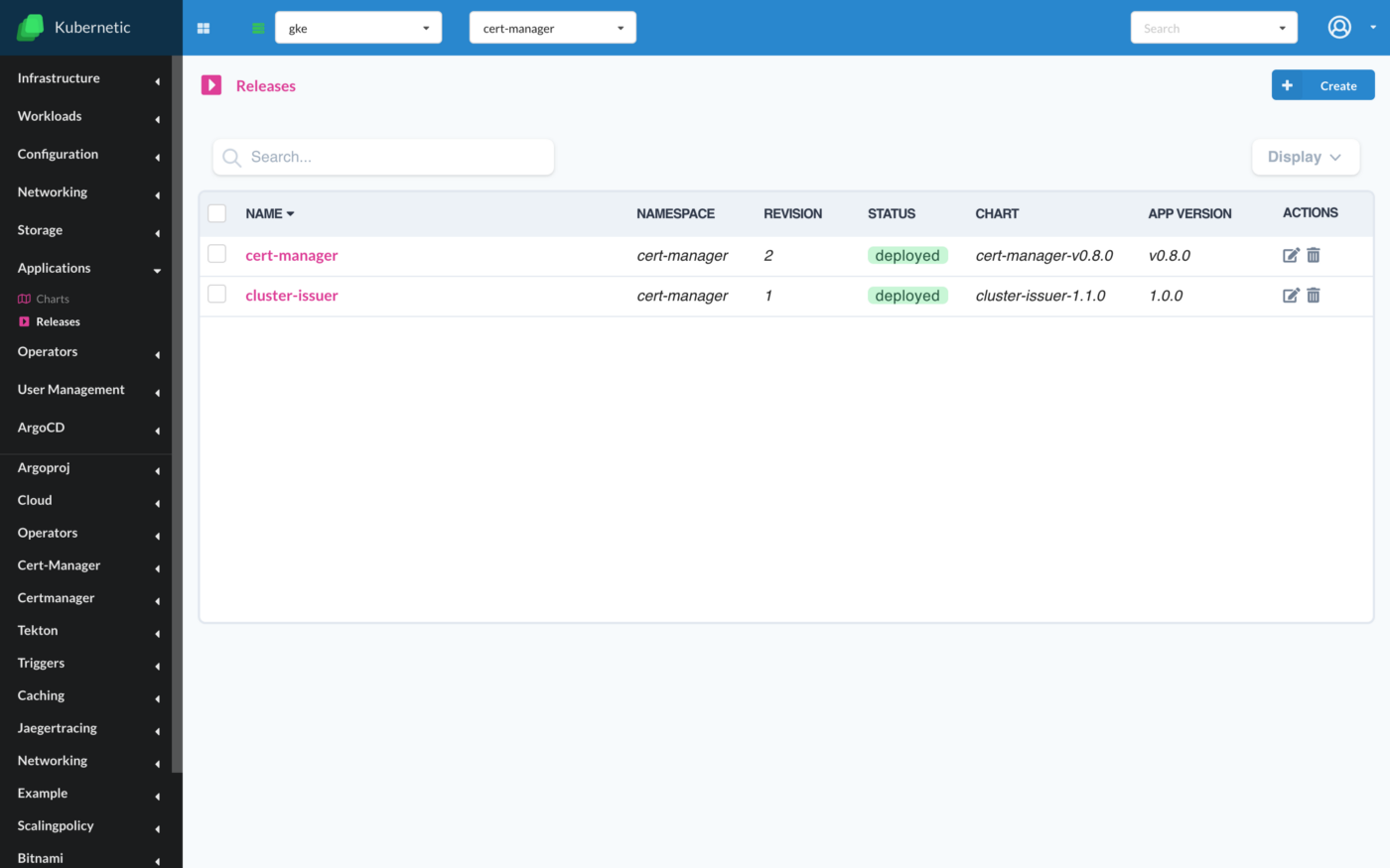 Helm releases under the cert-manager namespace